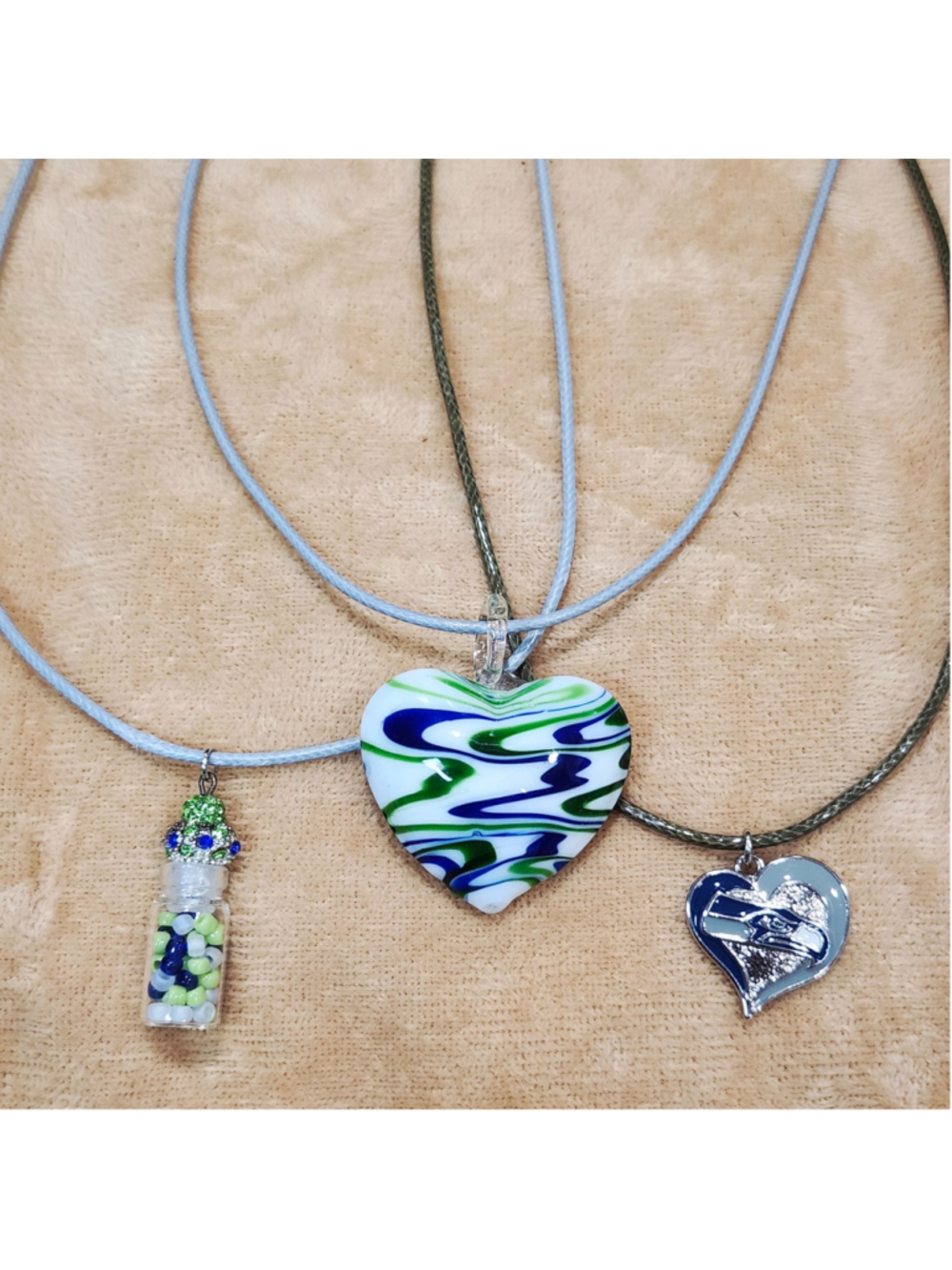 3 handmade Seattle Seahawks Charm necklaces